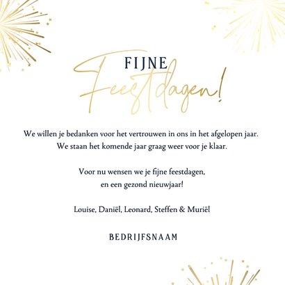 Zakelijke kerstkaart lichtpuntjes 2026 vuurwerk donkerblauw 3