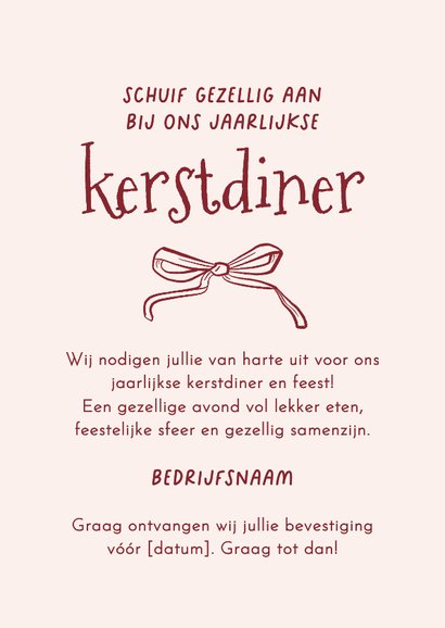 Zakelijke kerstkaart lijntekening kerstdiner borrel 3