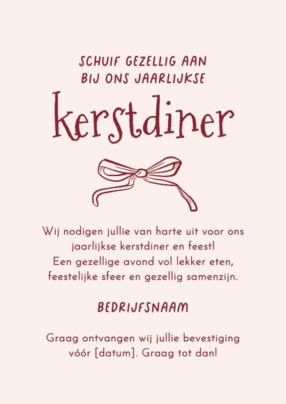 Zakelijke kerstkaart lijntekening kerstdiner borrel 3