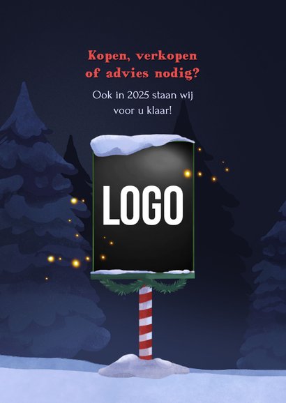 Zakelijke kerstkaart makelaar huis kerst illustratie 2