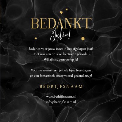 Zakelijke kerstkaart marmer medewerker bedankt sterren goud 3