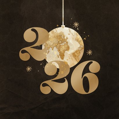 Zakelijke kerstkaart marmer wereldkaart 2026 2