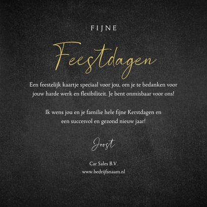 Zakelijke kerstkaart medewerker autovelg goud sterren 3