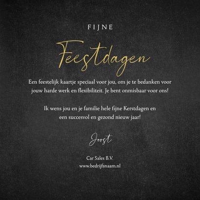 Zakelijke kerstkaart medewerker autovelg goud sterren 3