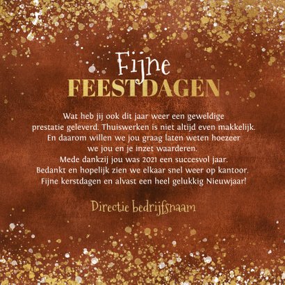 Zakelijke kerstkaart medewerkers bedankt goud waard sterren 3