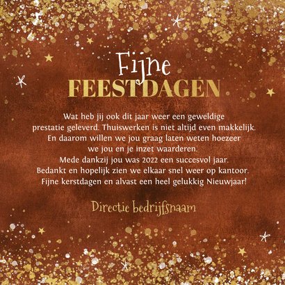 Zakelijke kerstkaart medewerkers bedankt goud waard sterren 3