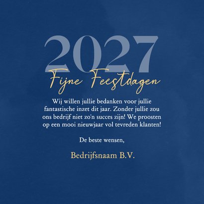 Zakelijke kerstkaart met blauwe waterverf en goudfolie  3