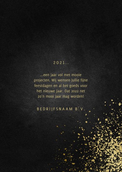 Zakelijke kerstkaart met foto goudlook 2022 en spetters 3