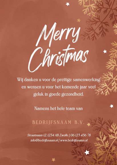 Zakelijke kerstkaart met foto's en sterren in koper 3