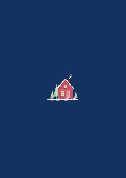 Zakelijke kerstkaart met huisjes en sterren donkerblauw Achterkant
