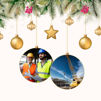 Zakelijke kerstkaart met hulst en kerstballen logo 2