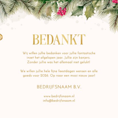 Zakelijke kerstkaart met hulst en kerstballen logo 3