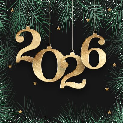 Zakelijke kerstkaart met logo en gouden 2026 2