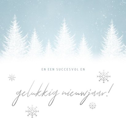 Zakelijke kerstkaart met sneeuw, bomen en 'Fijne feestdagen' 2