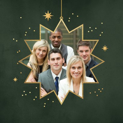 Zakelijke kerstkaart met sterren bedankt logo groen foto 2