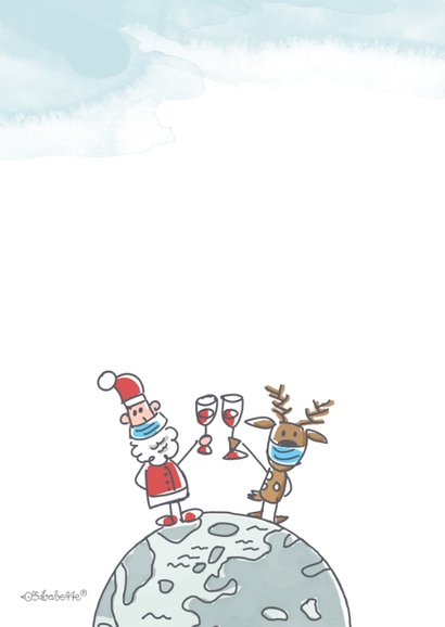 Zakelijke kerstkaart met vliegende kerstman en rendier 2