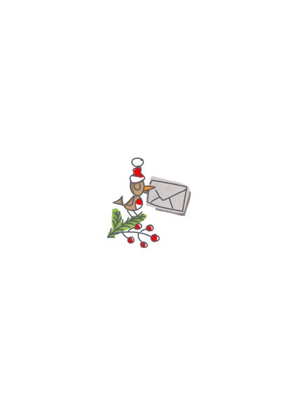 Zakelijke kerstkaart met vliegende kerstman en rendier Achterkant