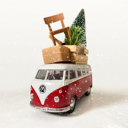 Zakelijke kerstkaart met Volkswagenbusje transportbedrijf 2