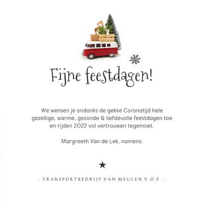 Zakelijke kerstkaart met Volkswagenbusje transportbedrijf 3