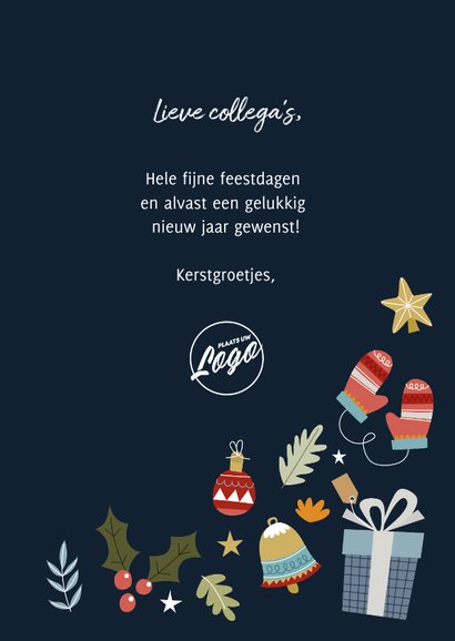 Zakelijke kerstkaart met vrolijke illustraties en typografie 3