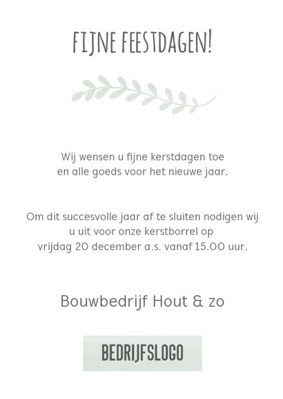 Zakelijke kerstkaart mint met tekst 3