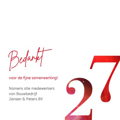 Zakelijke kerstkaart modern 2027 in rood met goud 3