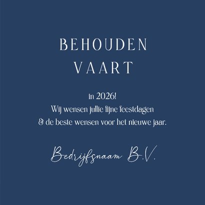 Zakelijke kerstkaart nautisch behouden vaart 2027 goud 3
