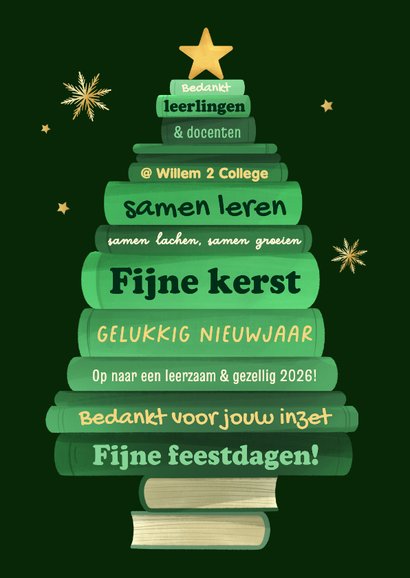Zakelijke kerstkaart onderwijs rugzak fotocollage sterren 2