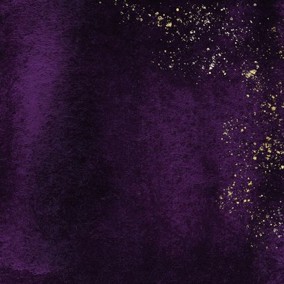 Zakelijke kerstkaart paars 'Merry Xmas' goudlook sterren Achterkant