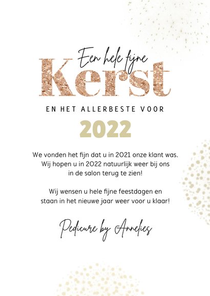 Zakelijke kerstkaart pedicure kerstbal glitters sterren foto 3