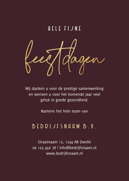 Zakelijke kerstkaart rode waterverf met goudlook 2023 3
