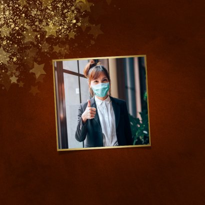 Zakelijke kerstkaart roestkleur bedankt met sterren 2