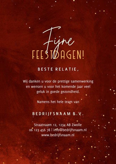 Zakelijke kerstkaart rood 2022 goudlook met sparkles 3