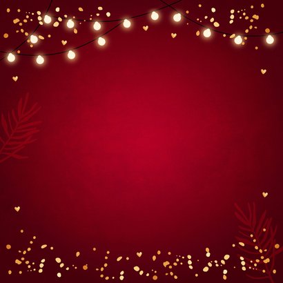 Zakelijke kerstkaart rood Fijne Feestdagen goudlook lampjes 2