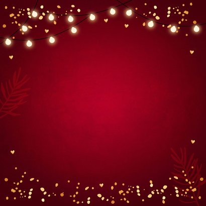 Zakelijke kerstkaart rood Fijne Feestdagen goudlook lampjes 2