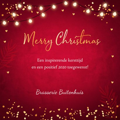 Zakelijke kerstkaart rood lampjes confetti fotocollage 3