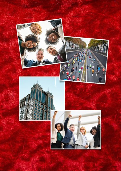 Zakelijke kerstkaart rood met label en foto 2