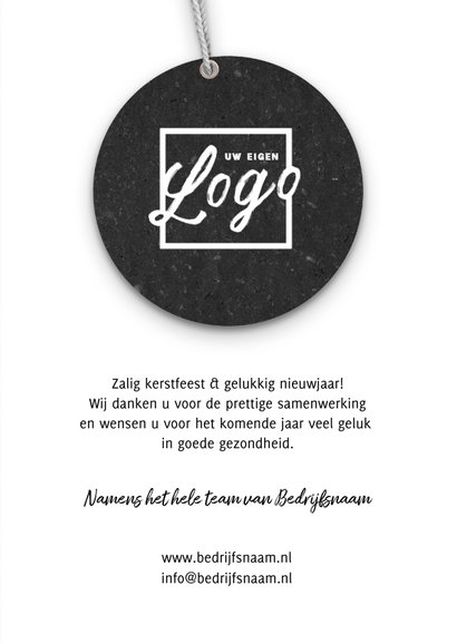 Zakelijke kerstkaart rood met label en foto 3