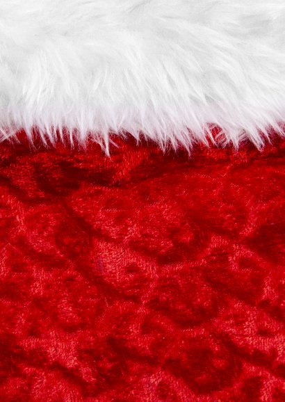 Zakelijke kerstkaart rood met label en foto Achterkant