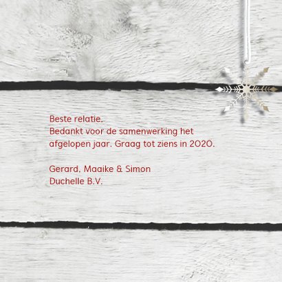 Zakelijke kerstkaart rood rendier hout 3
