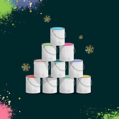 Zakelijke kerstkaart schildersbedrijf verfpotten kerstboom 2