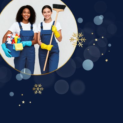 zakelijke kerstkaart schoonmaak kerstbal sneeuw belletjes 2