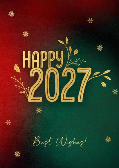 Zakelijke kerstkaart sjiek groen rood goud typografie 2