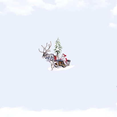 Zakelijke kerstkaart skihutjes kerstman Achterkant