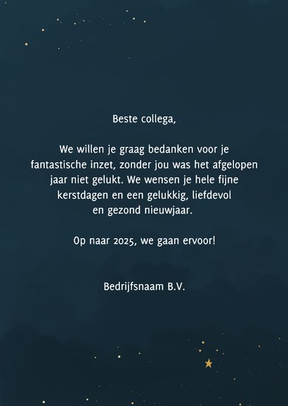 Zakelijke kerstkaart speelse tekst met foto goudfolie 3