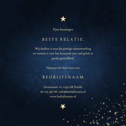 Zakelijke kerstkaart stay safe donkerblauw met sparkles 3