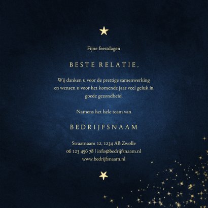 Zakelijke kerstkaart stay safe donkerblauw met sparkles 3