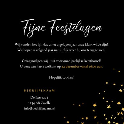 Zakelijke kerstkaart sterren goud kerstborrel uitnodiging 3