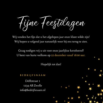 Zakelijke kerstkaart sterren goud kerstborrel uitnodiging 3