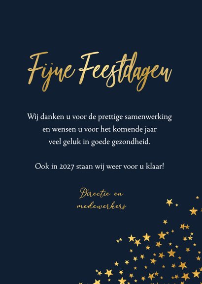 Zakelijke kerstkaart sterren goud stijlvol fijne feestdagen 3